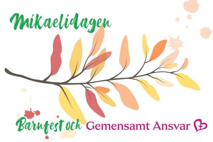 Illustration med ett färggrannt löv och logotyp för Gemensamt Ansvar
