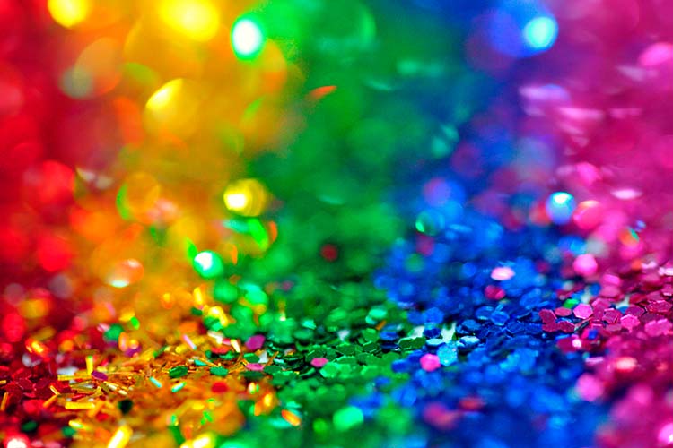 regnbågsfärger med glitter