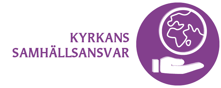 Texten kyrkans samhällsansvar i lila.