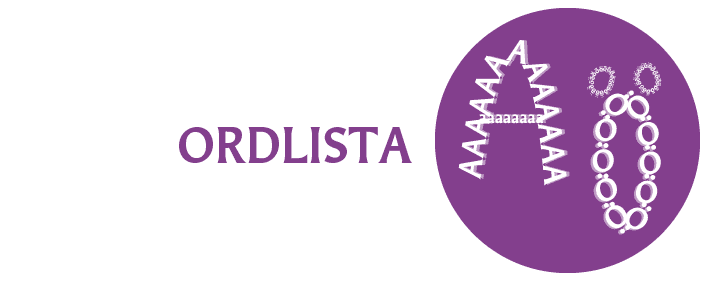 Texten ordlista i lila färg.