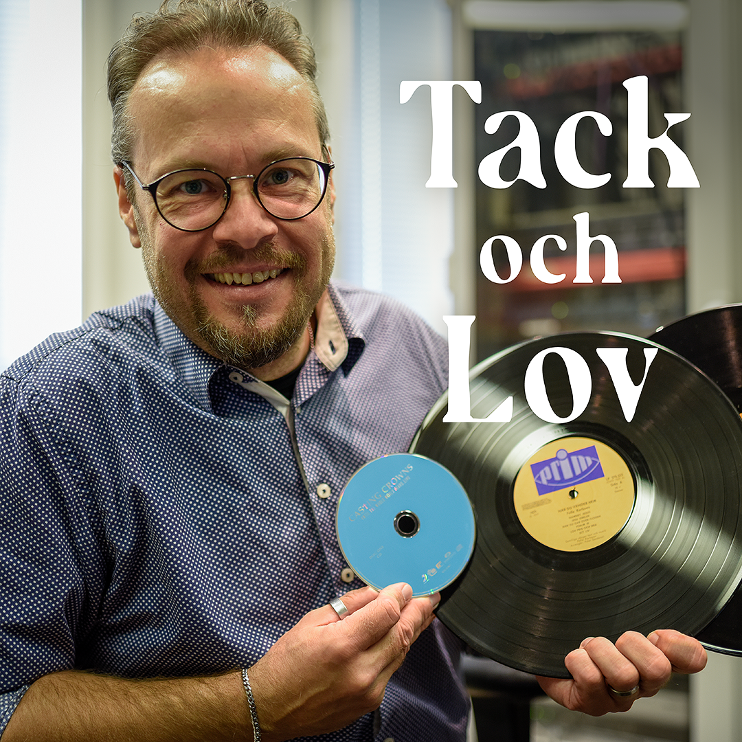 Tack och lov; info om radioprogram, en man med ett vattendrag i bakgrunden